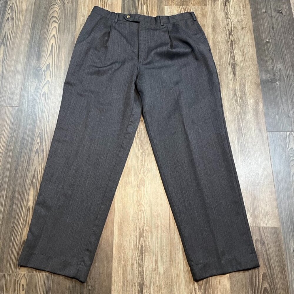 Vintage Corbin Pleated Wool Pants Mens 38x30 Gray Trousers Union Made USA